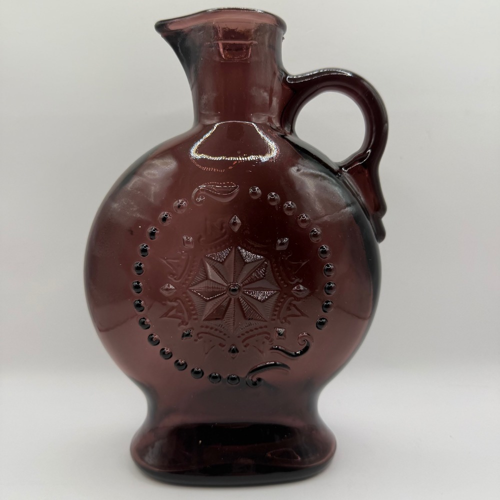 Amethyst Glass Pitcher Embossed Starburst Design‎ Decorative Water Carafe Jim